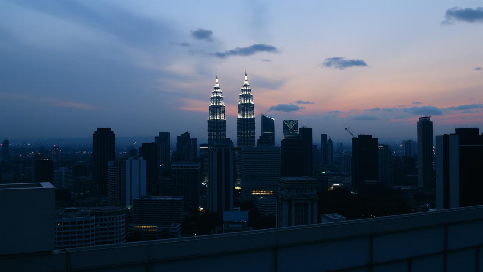 The Kuala Lumpur financial district at dusk
